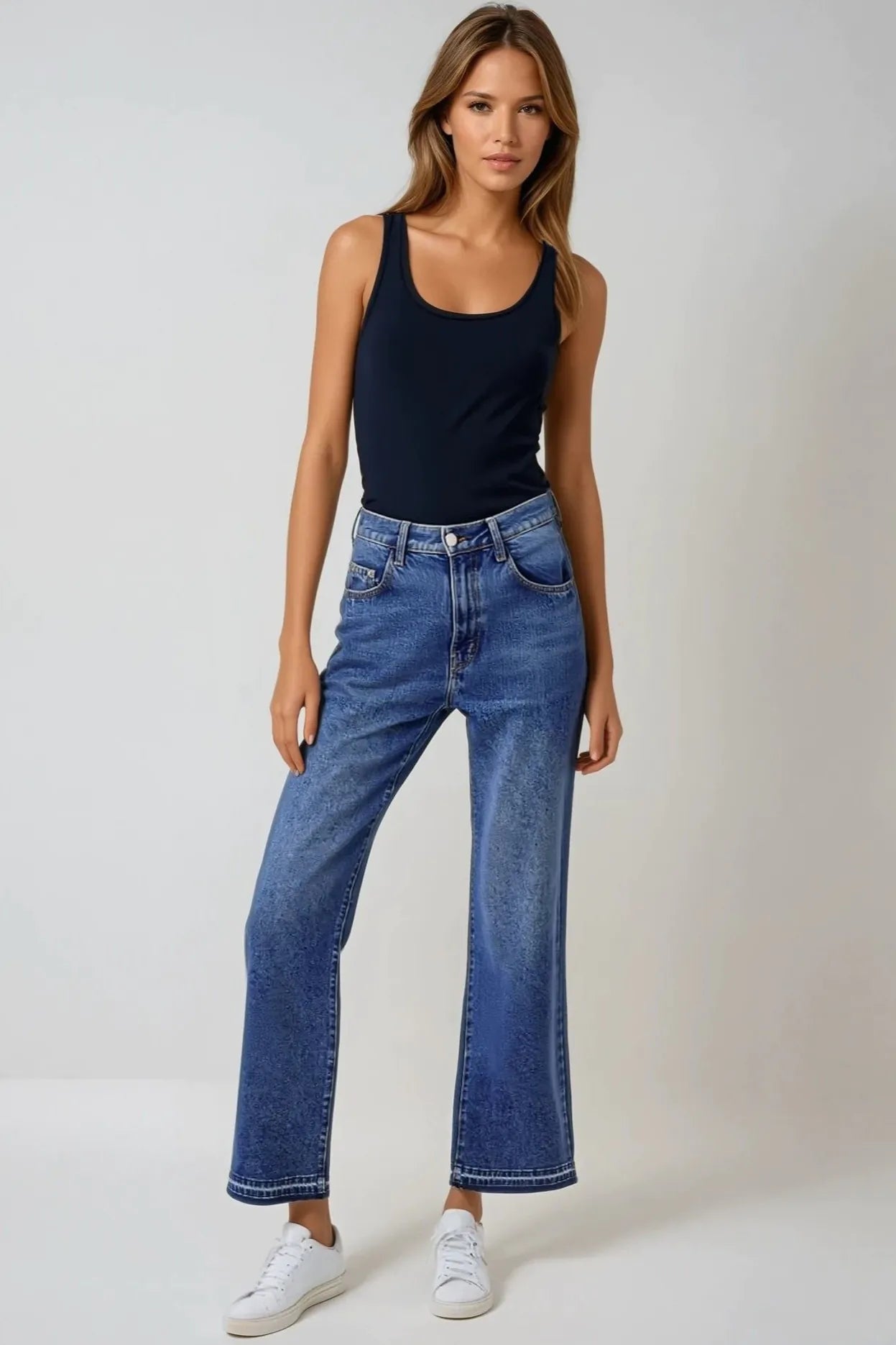 Navy Cotton Vest Top